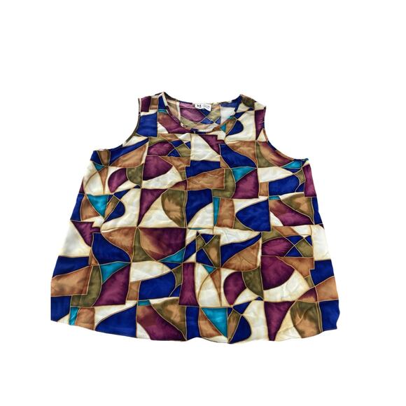 Maggie Sweet Multicolored Geometric Sleeveless Top Women's Size 2X - Picture 1 of 7